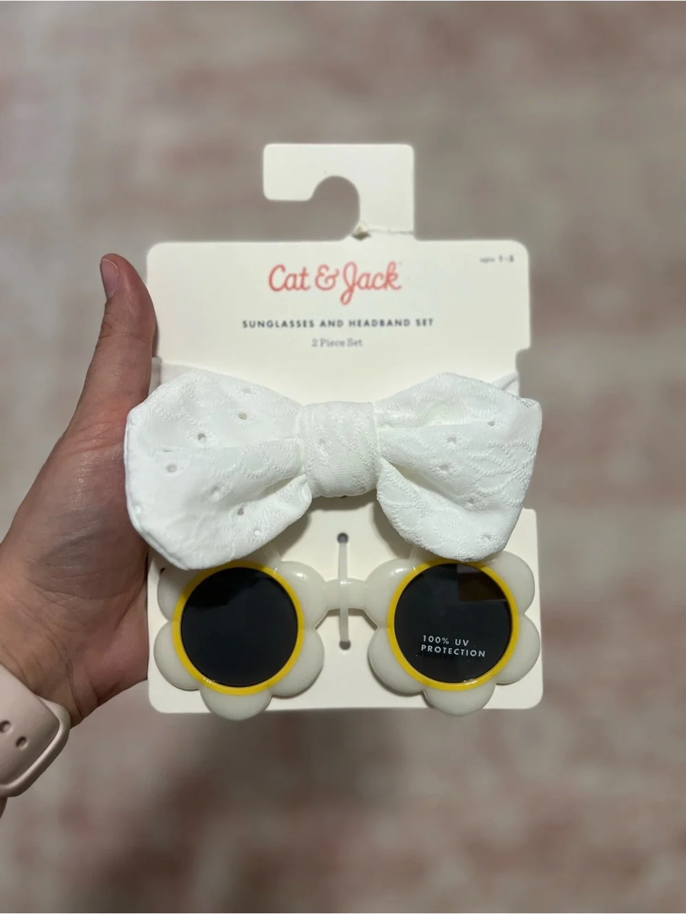 Cat & Jack White Bow Headband with Yellow-Trim Flower Sunglasses
